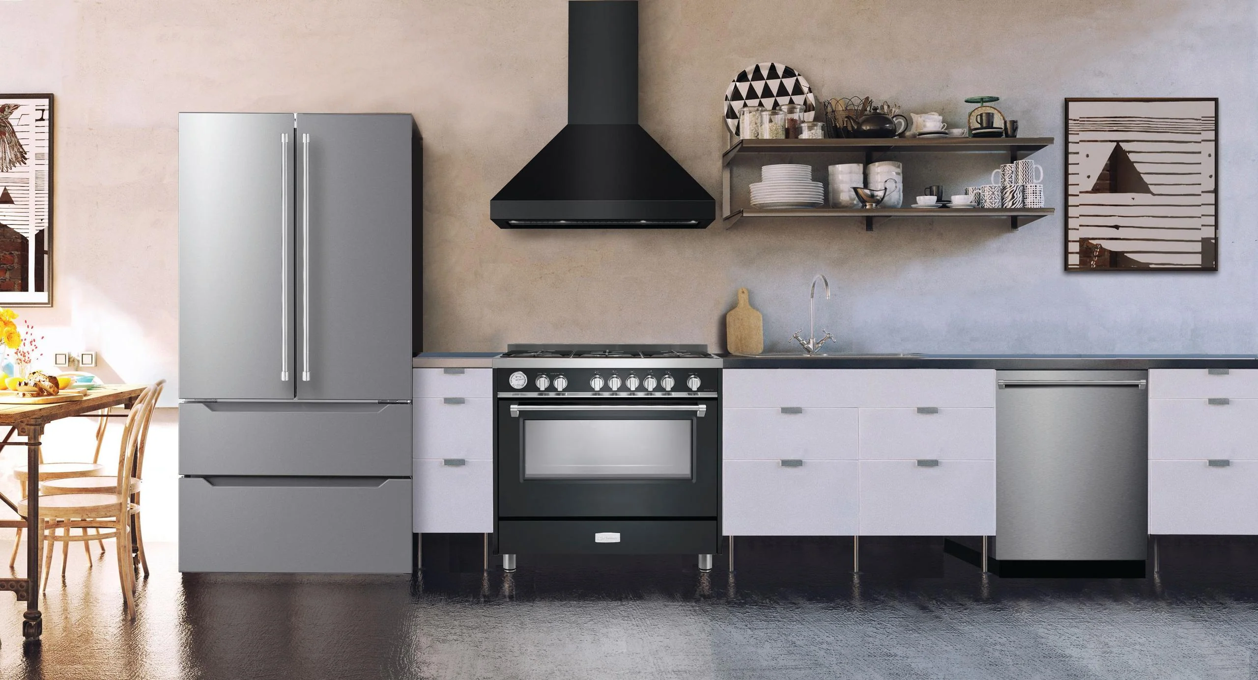 Verona VECHW36GE 36" Designer Chimney Wall Hood- 600 CFM - 4 Speeds - Image 2