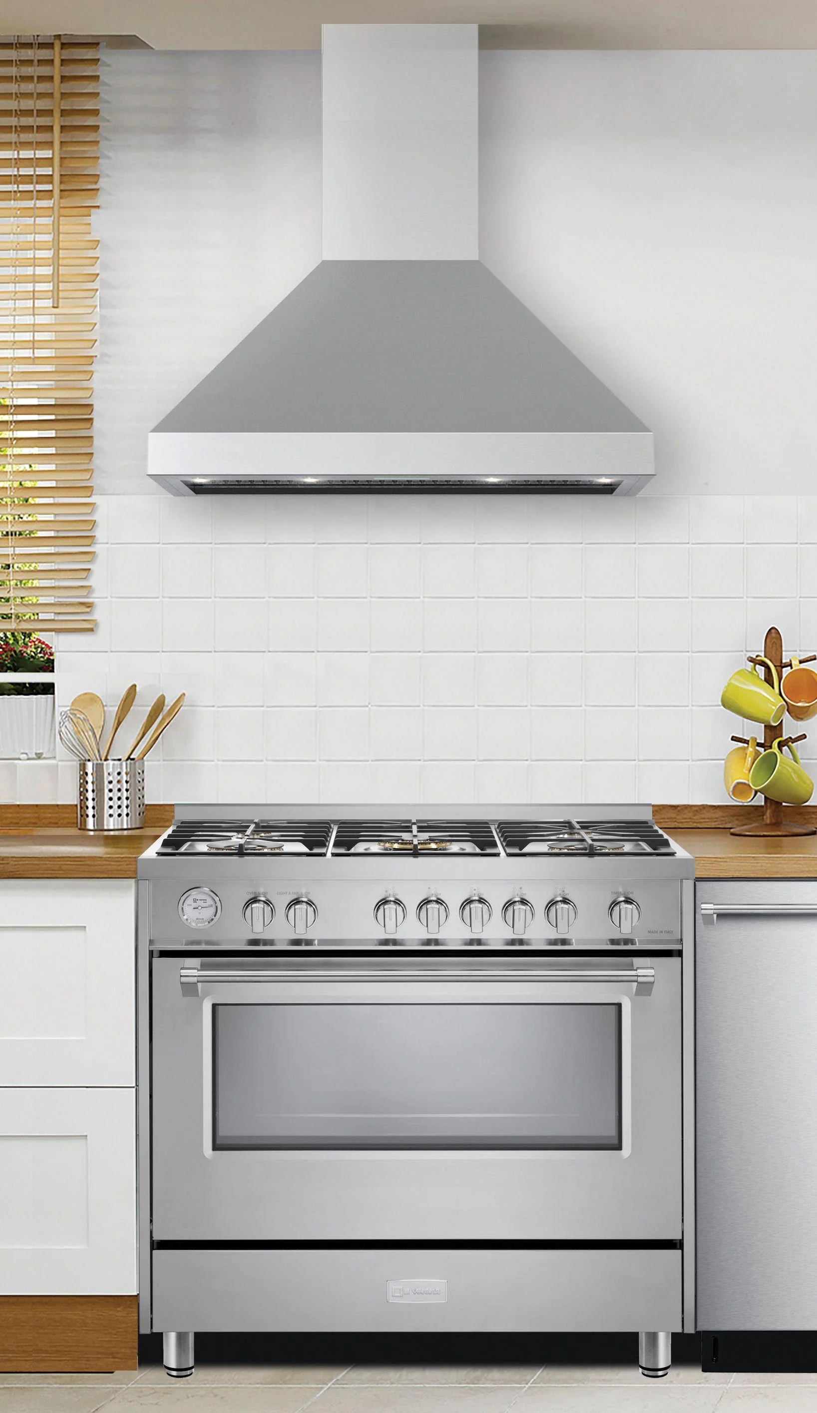 Verona VECHW36GSS 36" Designer Chimney Wall Hood- 600 CFM - 4 Speeds - Image 4