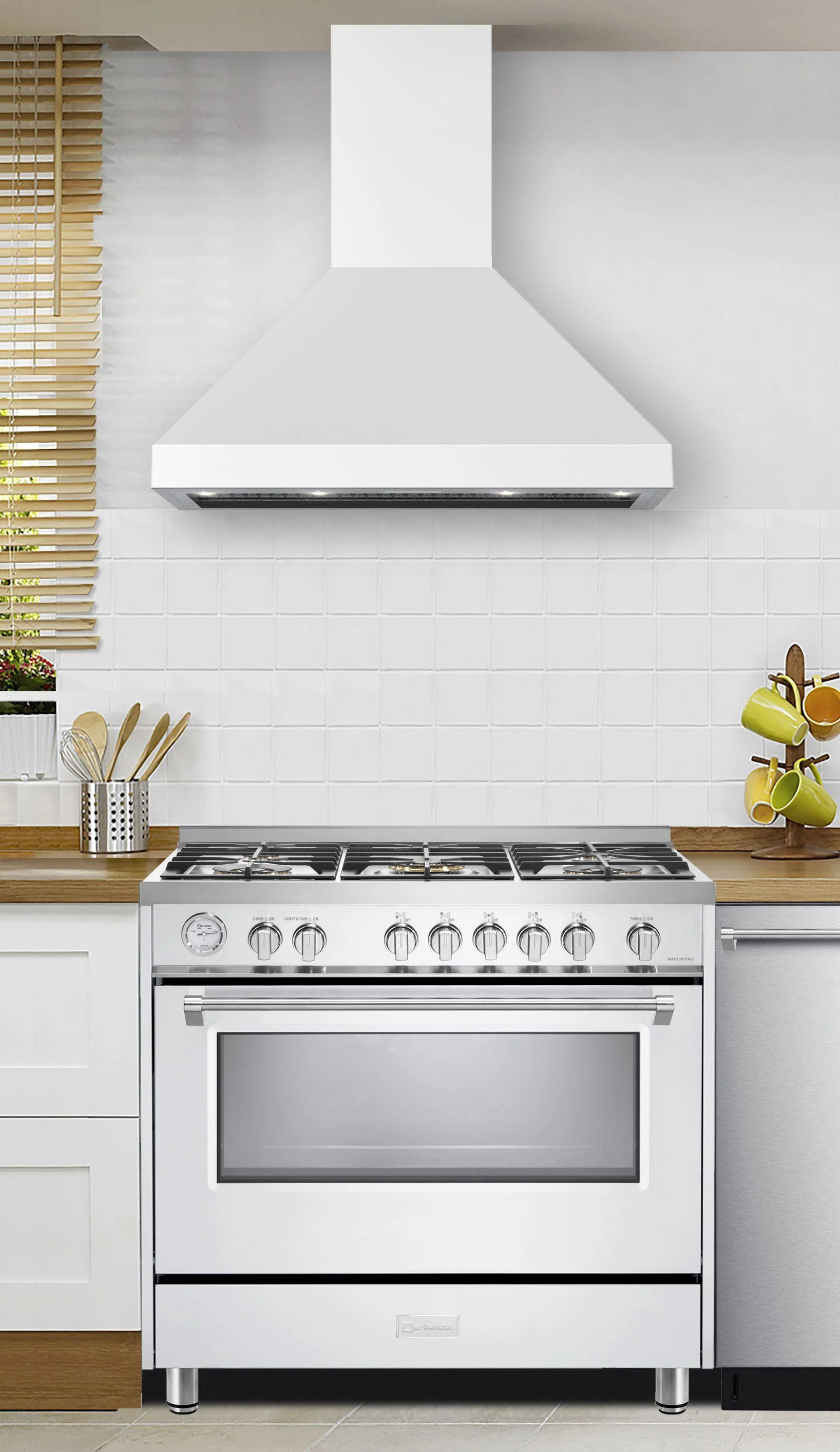 Verona VECHW36GW 36" Designer Chimney Wall Hood- 600 CFM - 4 Speeds