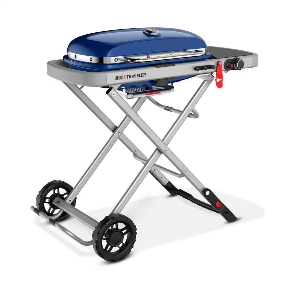 9020001 Weber Traveler® Portable Gas Grill - Deep Ocean Blue - Image 3