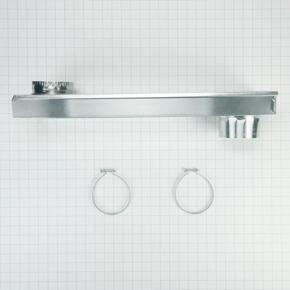 Whirlpool 4396037RP 0"-18" Dryer Telescoping Vent Periscope for 2.5" clearance, with 1 male snap-lock fitting, draw-band collar & 2 clamps. - Image 4