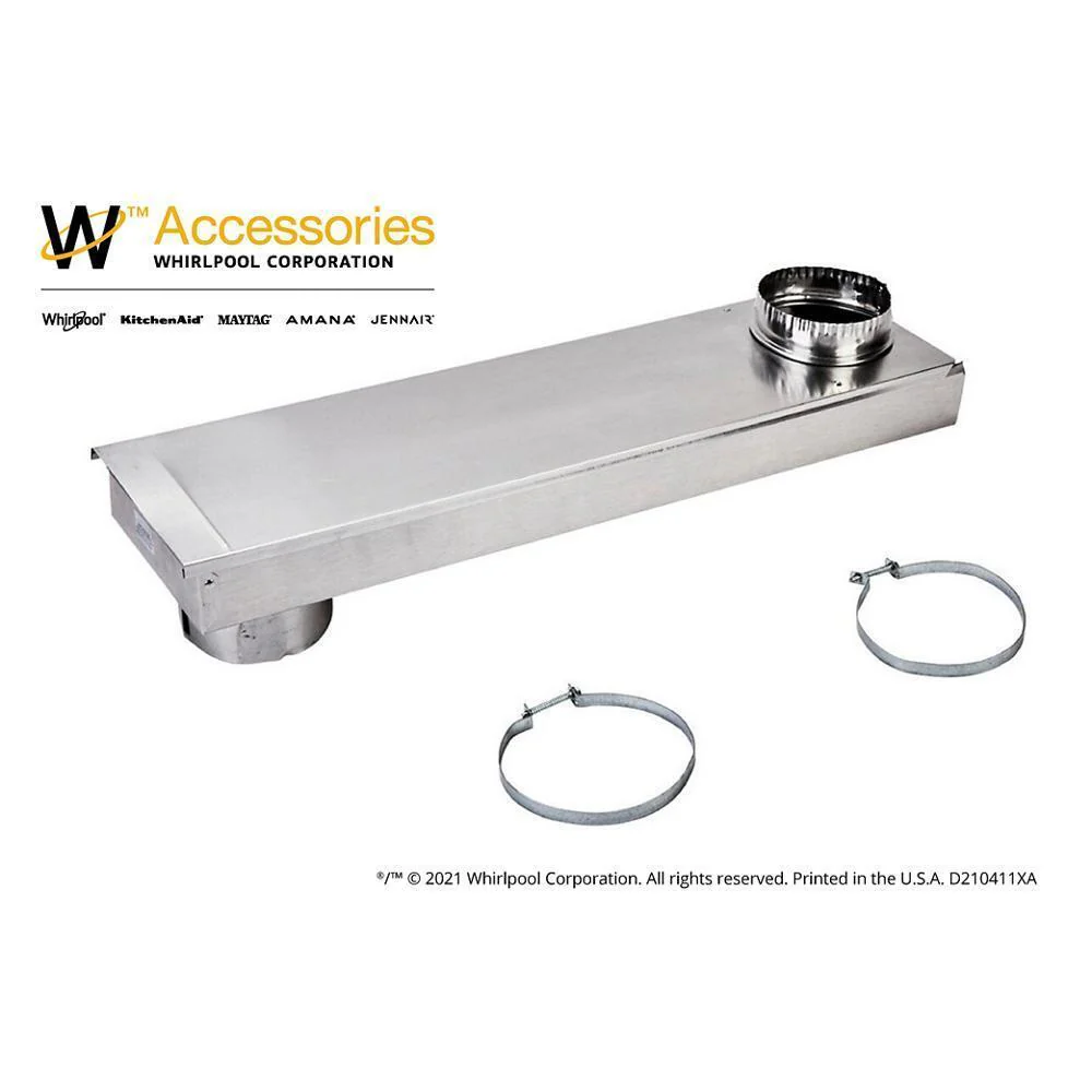 Whirlpool 4396037RP 0"-18" Dryer Telescoping Vent Periscope for 2.5" clearance, with 1 male snap-lock fitting, draw-band collar & 2 clamps. - Image 7