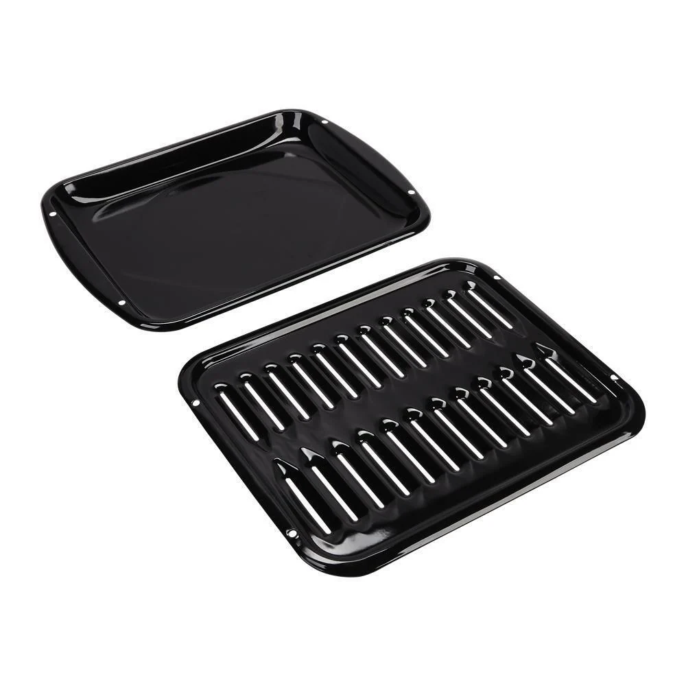 Whirlpool 4396923 Premium Range Porcelain Broiler Pan and Roasting Rack - Grey (Includes Pan and Grid) - Image 3