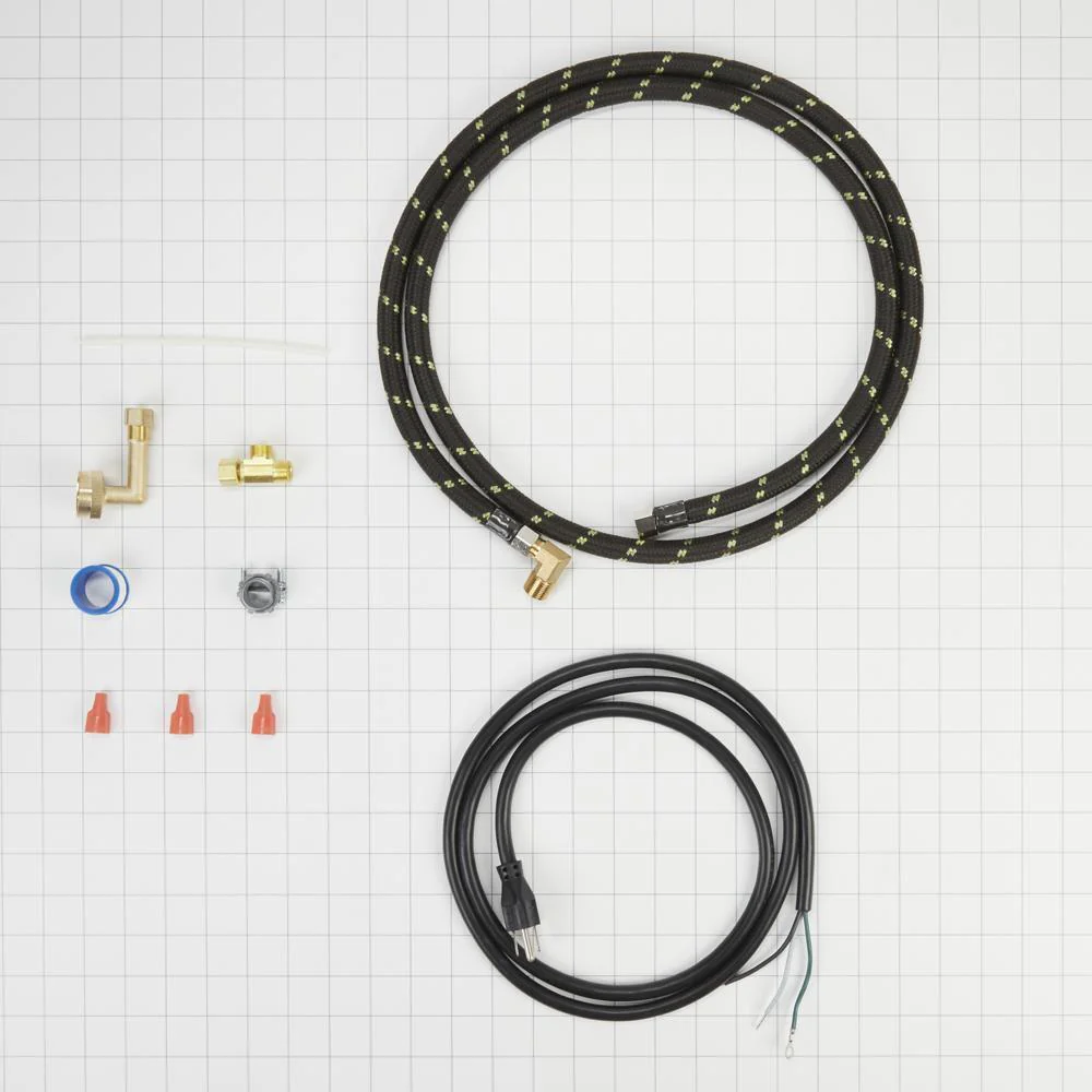 Whirlpool 8212488RC Dishwasher Water Line Installation Kit with 6' braided hose, 3/8" compression fitting, washers, and 5' 3-prong cord - Image 3