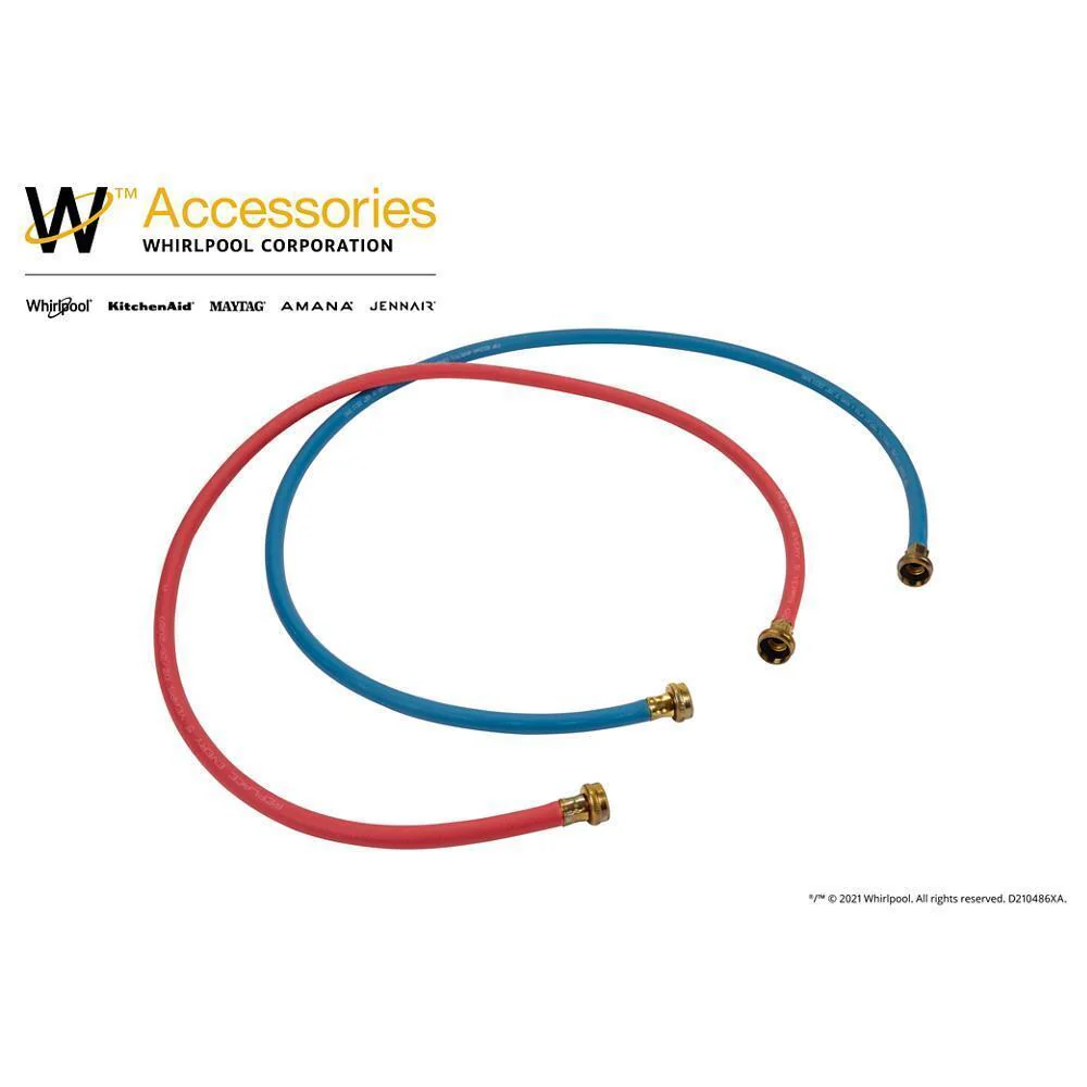 Whirlpool 8212545RP 5' Rubber washer fill hoses rated 1000 PSI with 2 female connections and built-in O-Rings - 2 pack - Image 11