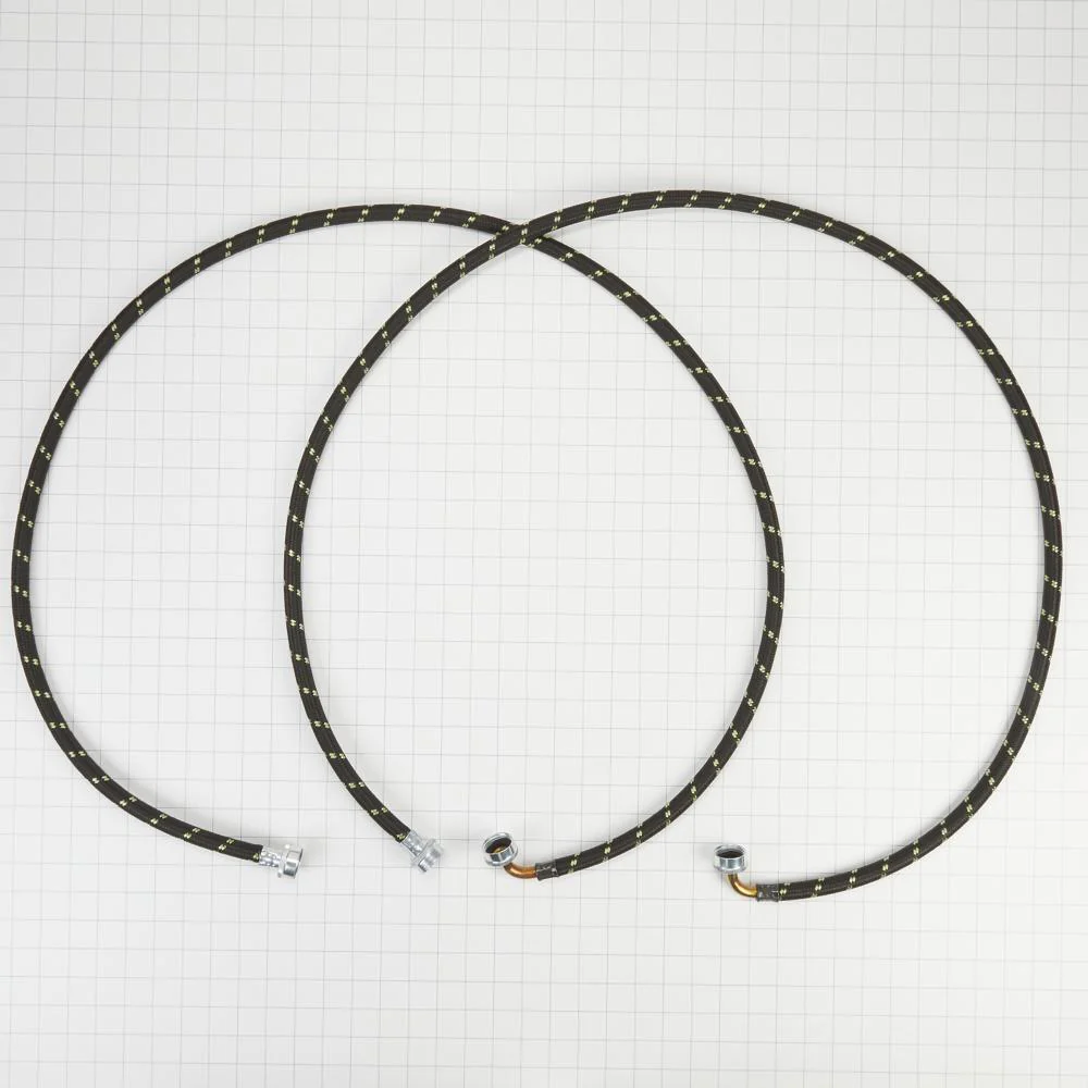 Whirlpool 8212638RP 6' Black braided hoses with 90 degree elbow rated 1700 PSI with two female connections - 2 Pack - Image 2