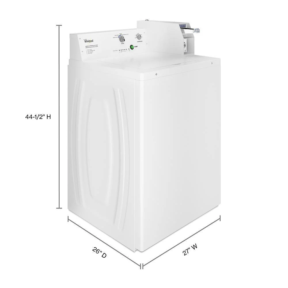 Whirlpool CAE2745FQ Commercial Top-Load Washer, Coin Slide - Image 4