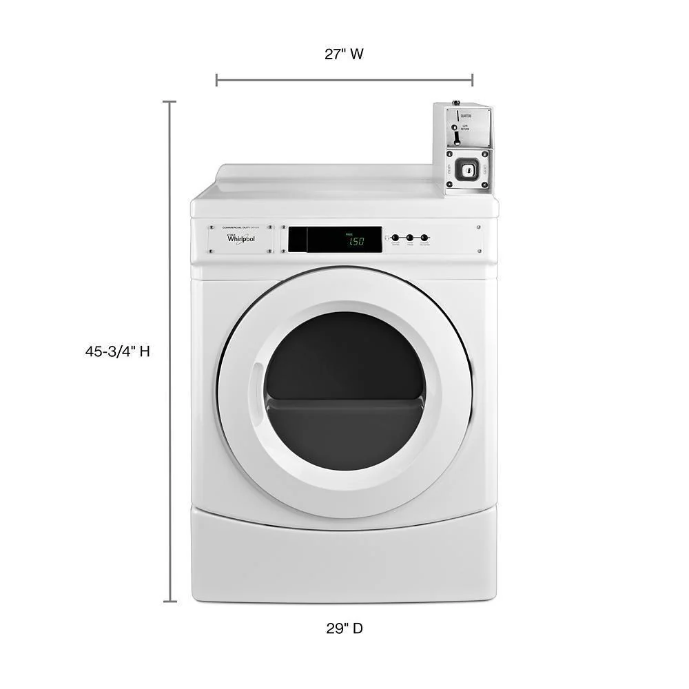 Whirlpool CED9150GW 27" Commercial Electric Front-Load Dryer Featuring Factory-Installed Coin Drop with Coin Box - Image 2