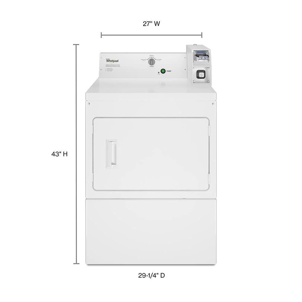 Whirlpool CEM2745FQ Commercial Electric Super-Capacity Dryer, Coin Slide - Image 2