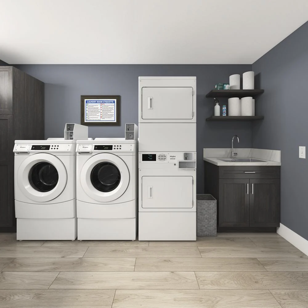 Whirlpool CESP2958JQ Commercial Electric Stack Dryer with Factory-Installed Coin Drop and Coin Box - Image 2
