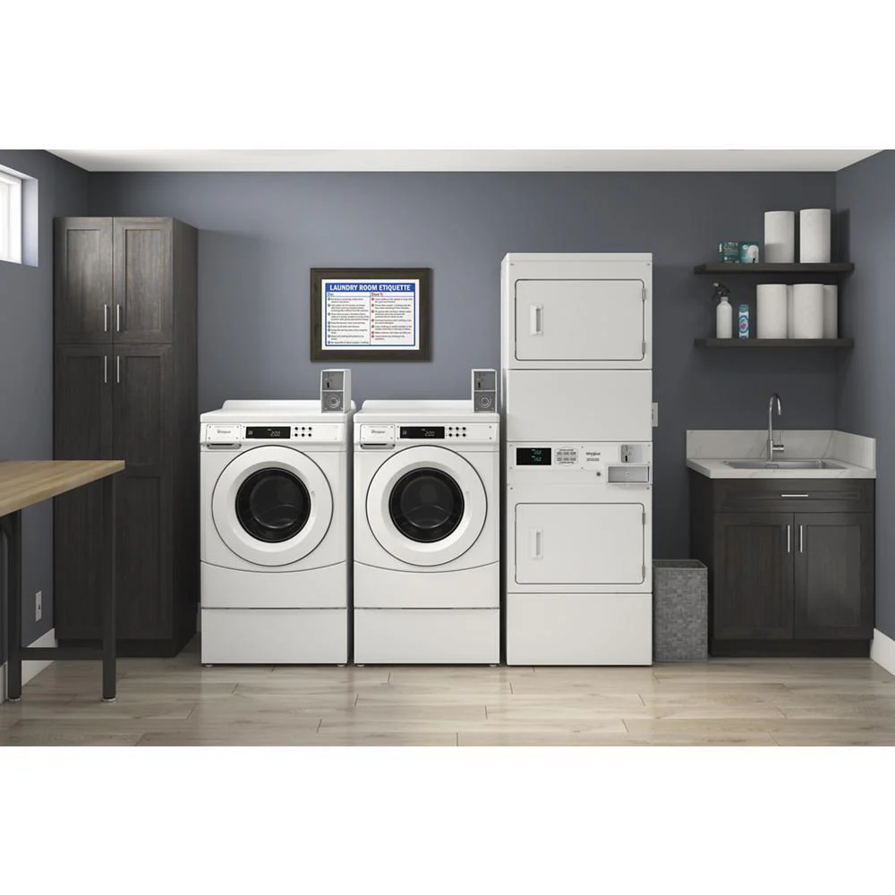 Whirlpool CESP2958JQ Commercial Electric Stack Dryer with Factory-Installed Coin Drop and Coin Box - Image 4