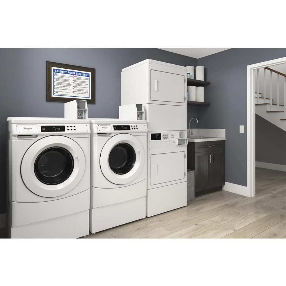 Whirlpool CESP2958JQ Commercial Electric Stack Dryer with Factory-Installed Coin Drop and Coin Box - Image 5