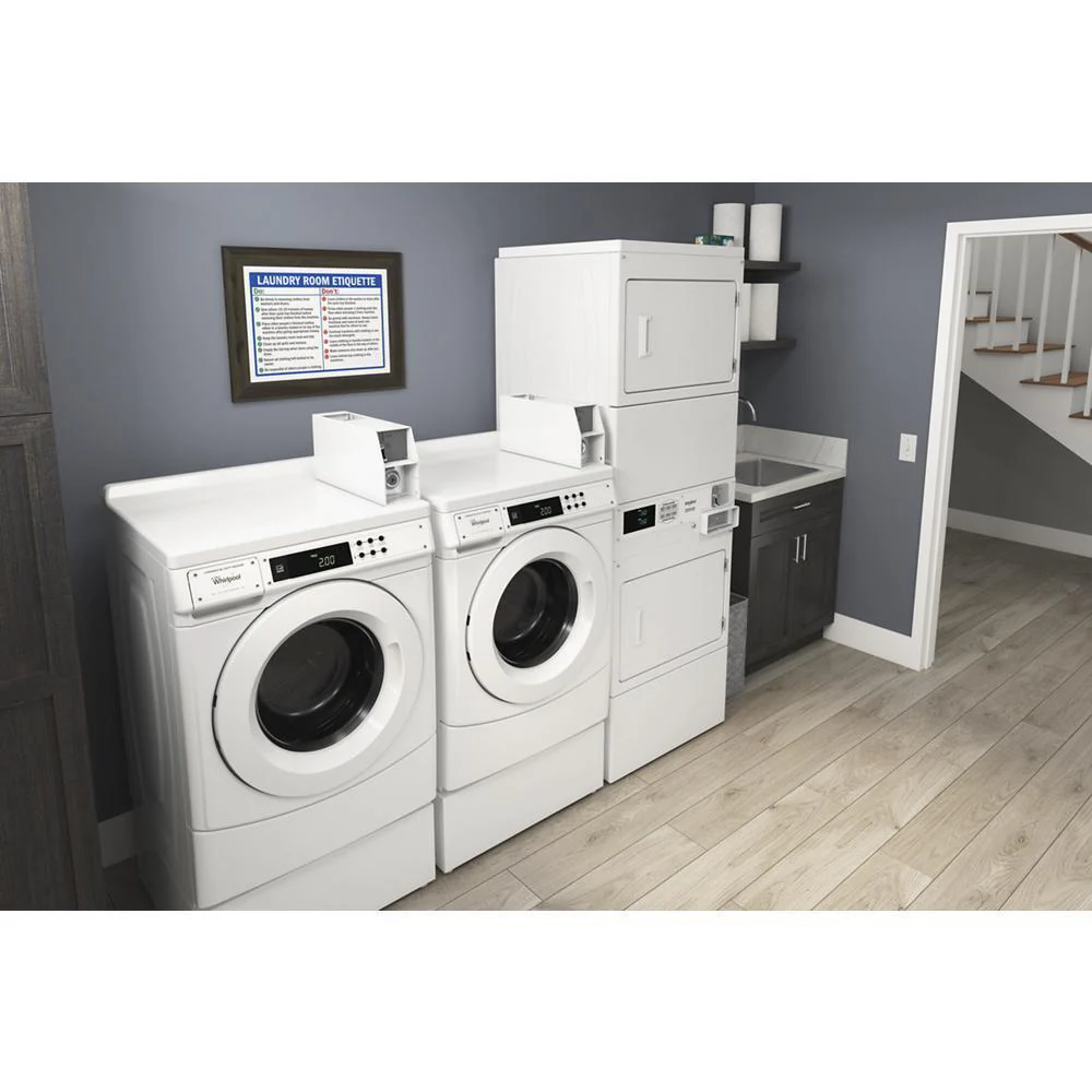 Whirlpool CESP2958JQ Commercial Electric Stack Dryer with Factory-Installed Coin Drop and Coin Box - Image 6