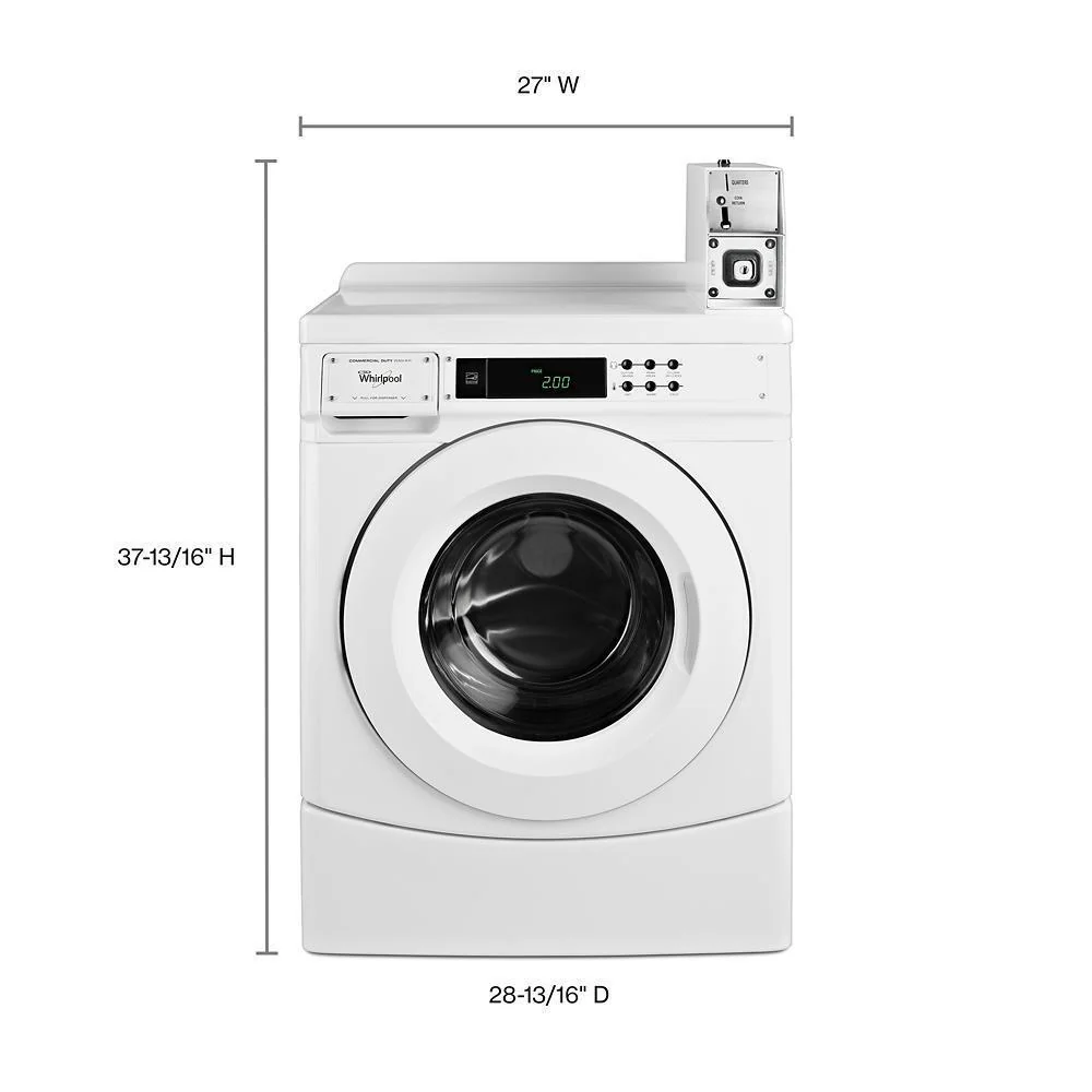 Whirlpool CHW9150GW 27" Commercial High-Efficiency Energy Star-Qualified Front-Load Washer Featuring Factory-Installed Coin Drop with Coin Box - Image 3