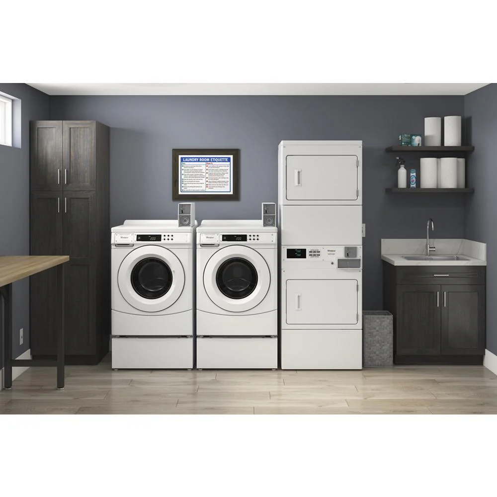 Whirlpool CHW9150GW 27" Commercial High-Efficiency Energy Star-Qualified Front-Load Washer Featuring Factory-Installed Coin Drop with Coin Box - Image 4