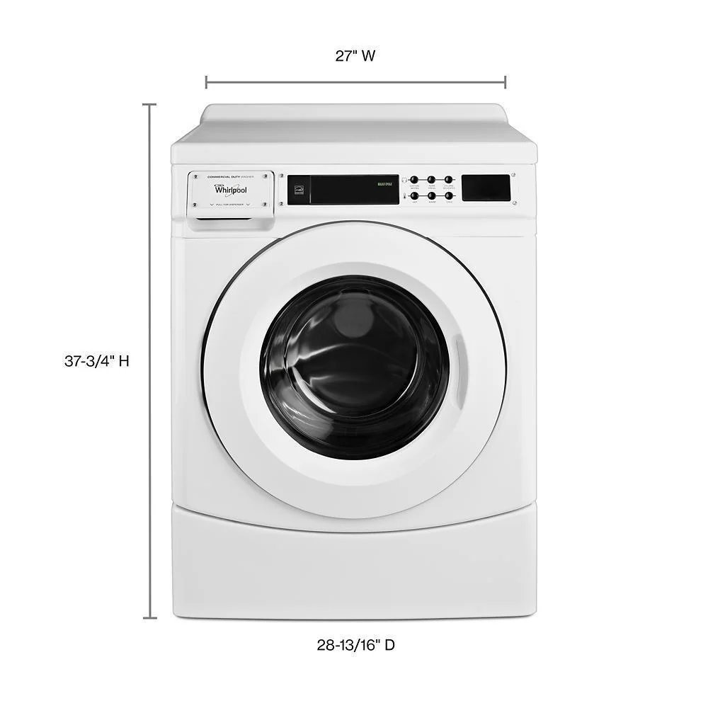 Whirlpool CHW9160GW 27" Commercial High-Efficiency Energy Star-Qualified Front-Load Washer, Non-Vend - Image 3