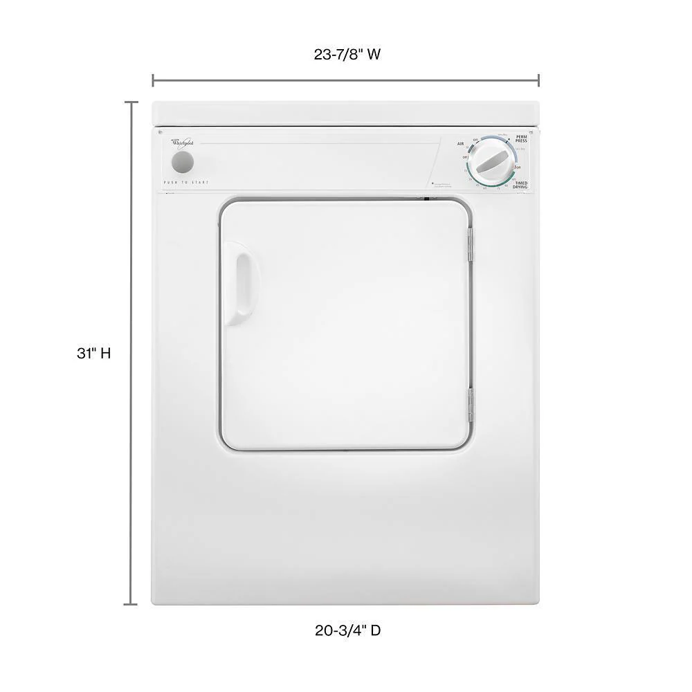 Whirlpool LDR3822PQ 3.4 cu. ft. Compact Front Load Dryer with Flexible Installation - Image 6