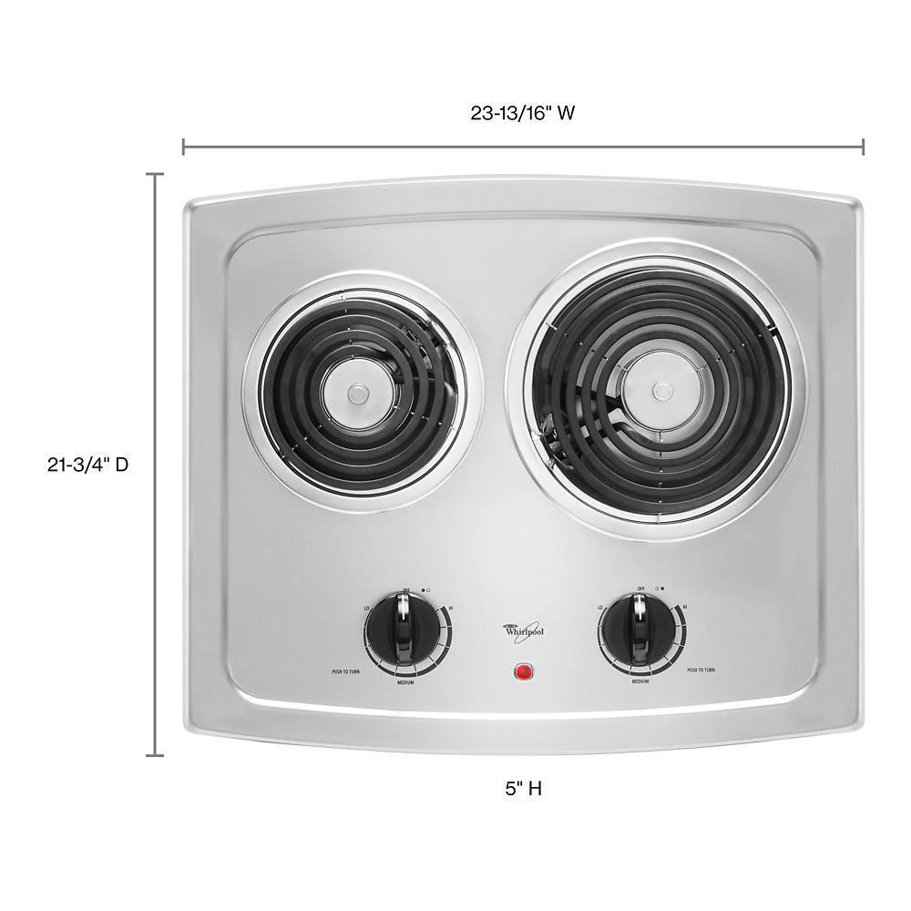 Whirlpool RCS2012RS 21-inch Electric Cooktop with Stainless Steel Surface - Image 4