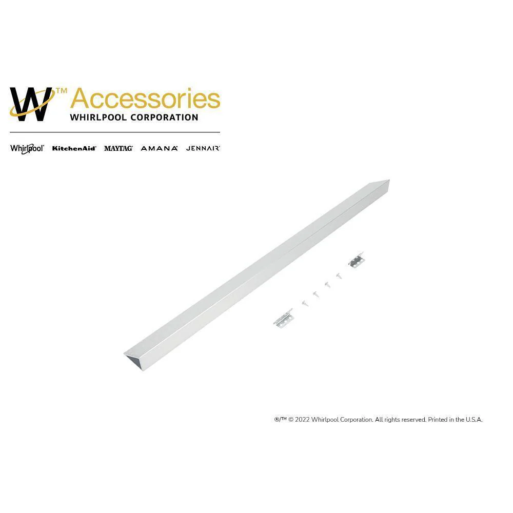 Whirlpool W10113901A Slide-in Range Rear Filler Kit, Stainless Steel, with (1) triangular fill strip, (2) mounting brackets, and two screws - Image 9