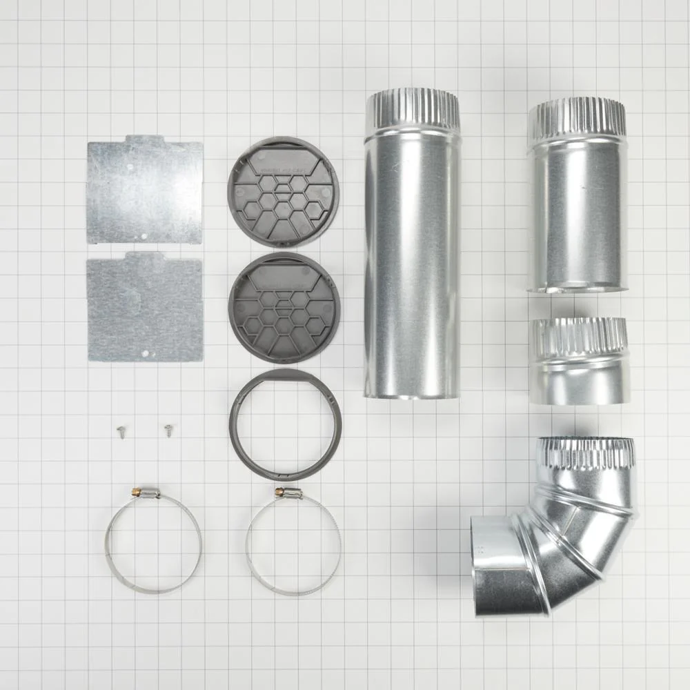 Whirlpool W10323246 4-way internal dryer vent kit for Left, Right, and Bottom venting, compatible with WE/GD94/95/97HEX & ME/GD6000/7000X models. - Image 2