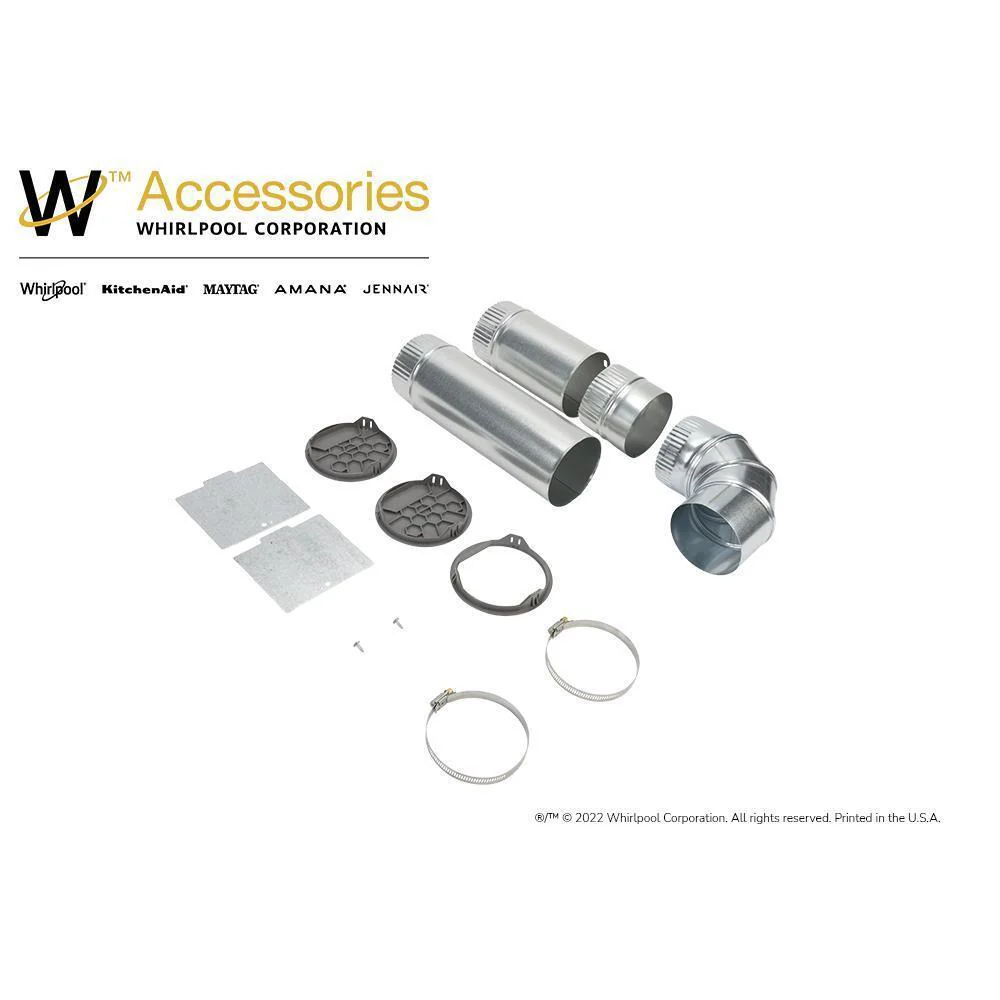Whirlpool W10323246 4-way internal dryer vent kit for Left, Right, and Bottom venting, compatible with WE/GD94/95/97HEX & ME/GD6000/7000X models. - Image 9