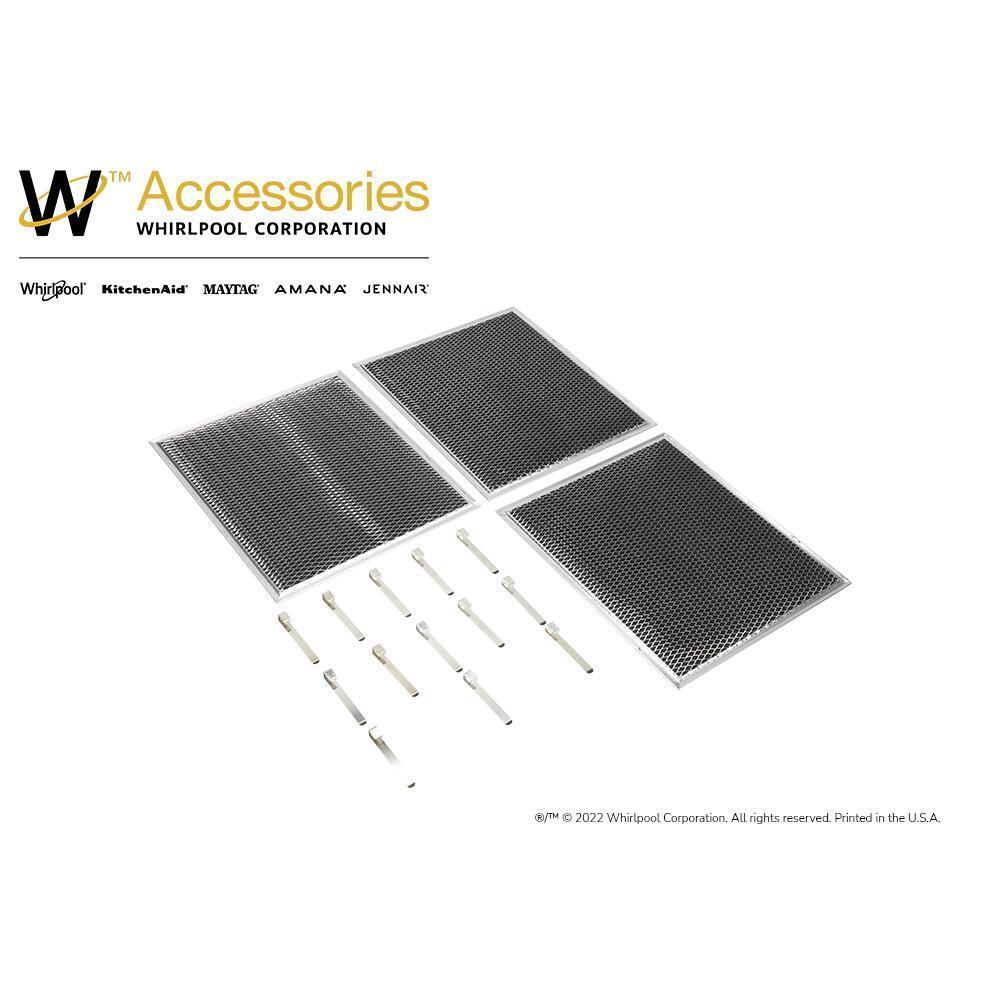 Whirlpool W10412939 Range Hood Charcoal Replacement Filter Kit for Models IH6302YS, IHW6302YB, IHW7302YS (Includes 3 Filters and 12 Clips) - Image 6