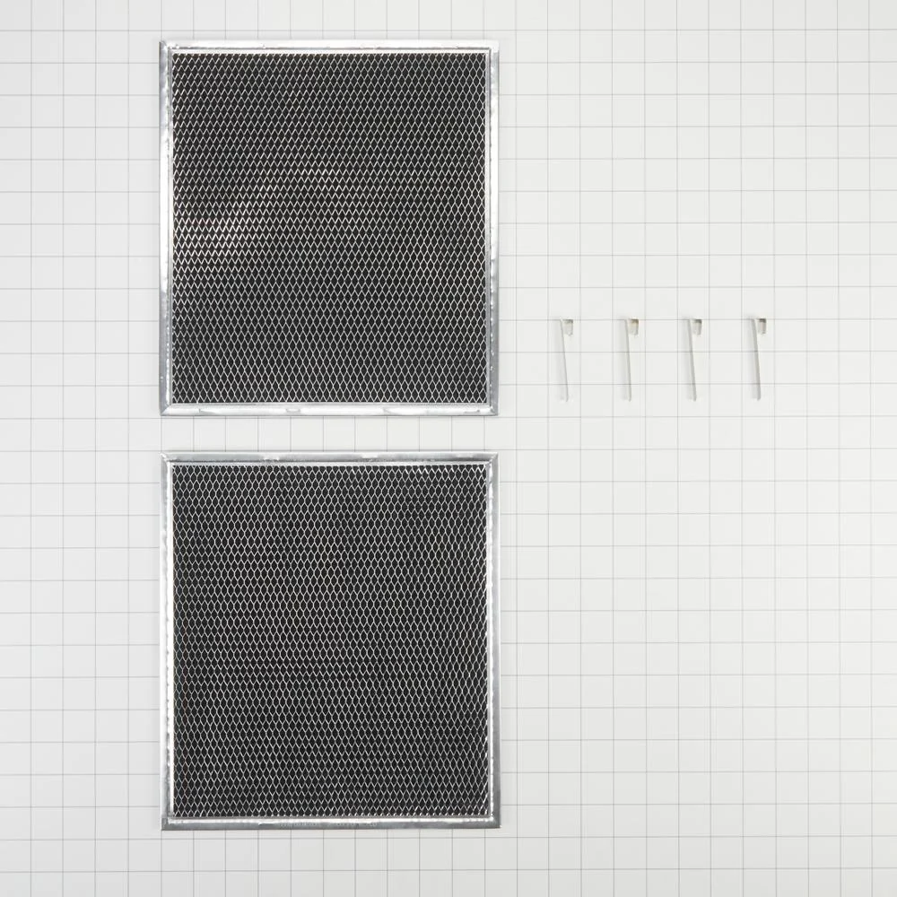 Whirlpool W10905733 Range Hood Charcoal Filter, Silver, with (2) 16 1/2" X 11 1/2" filters, and 4 spring clips - Image 3