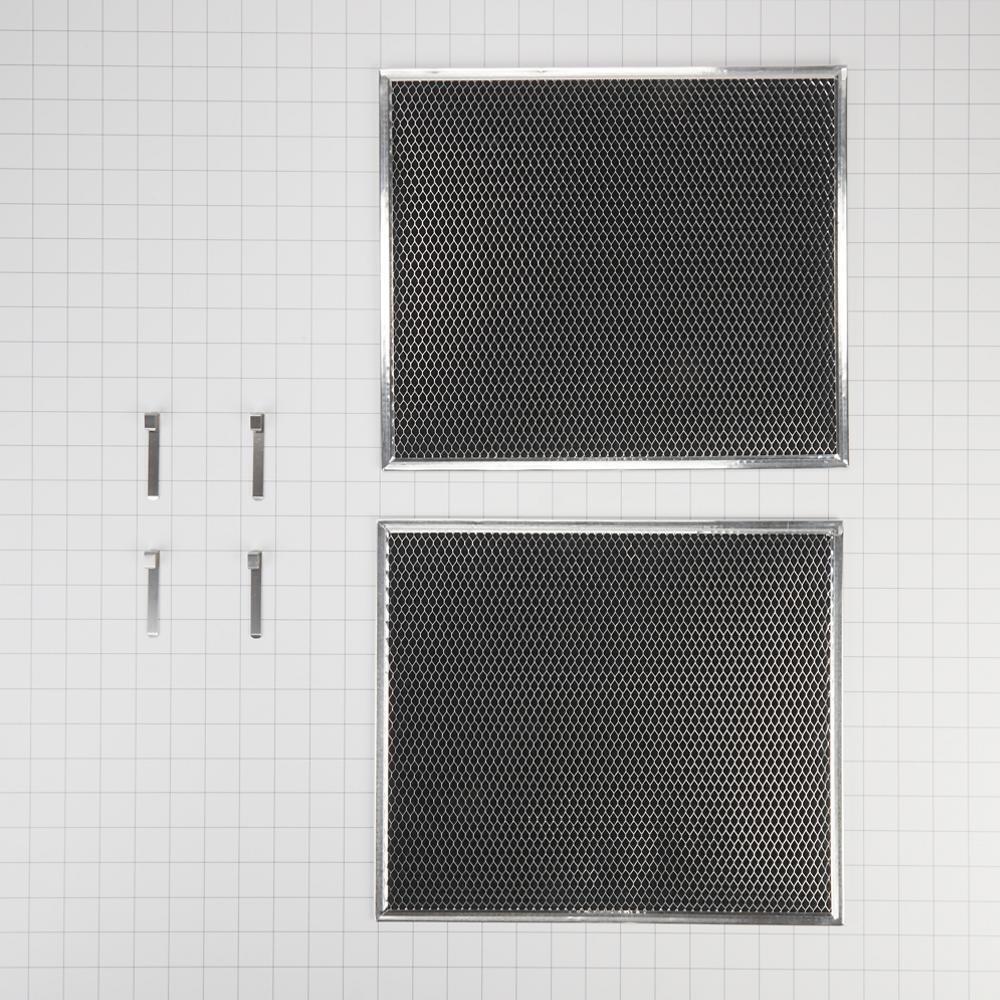 Whirlpool W10905734 30-IN Range Hood Recirculation Filter Kit - Silver (Includes Two 16 1/2-IN X 11 1/2-IN Charcoal Filters and Four Clips) - Image 2