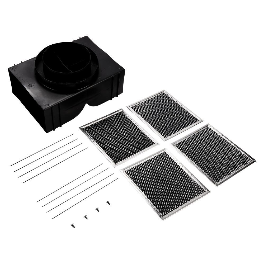 Whirlpool W11430922 Range Hood Island Recirculation Kit with 2 Charcoal Filters, 4 Clips, and a Deflector Damper - Silver