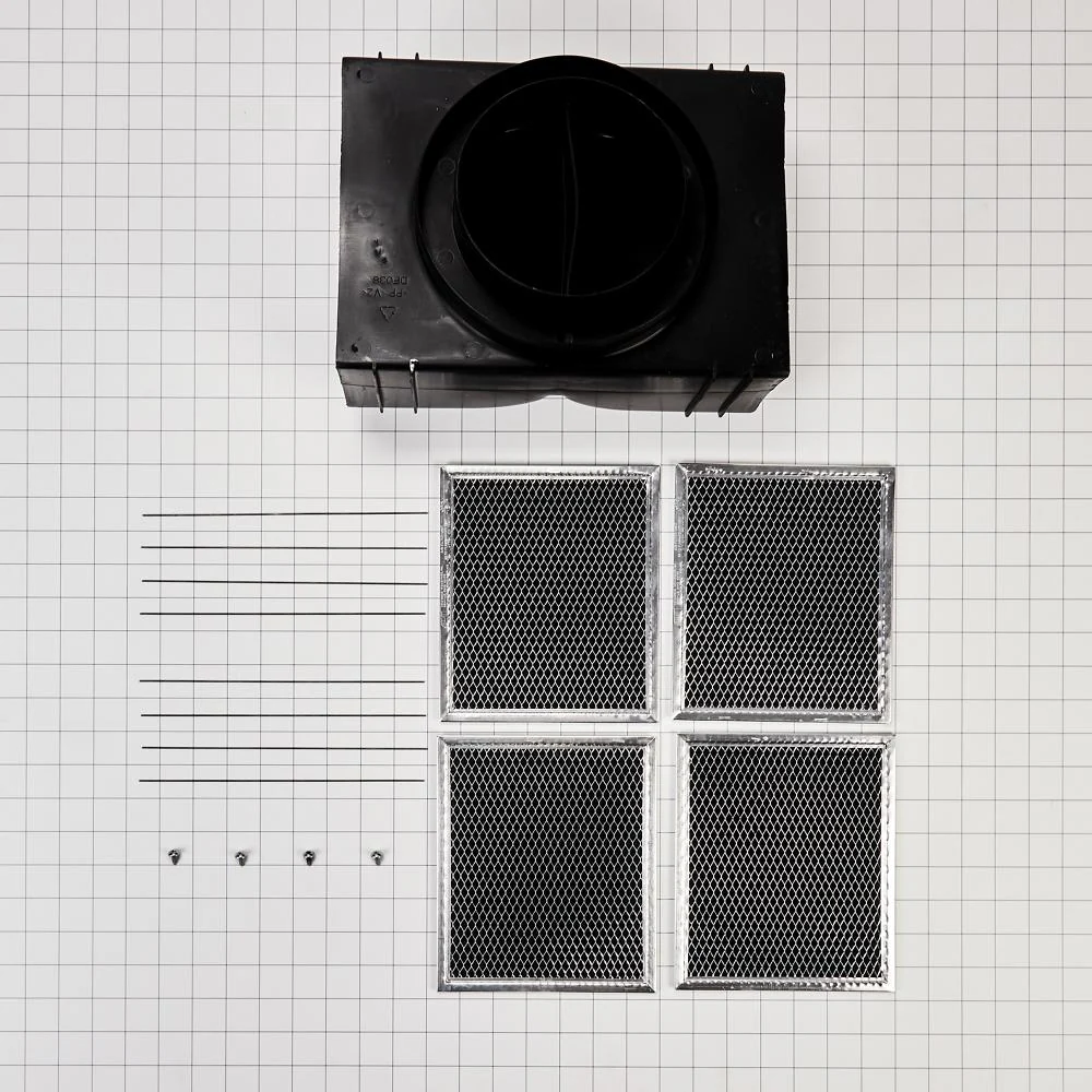 Whirlpool W11430922 Range Hood Island Recirculation Kit with 2 Charcoal Filters, 4 Clips, and a Deflector Damper - Silver - Image 3
