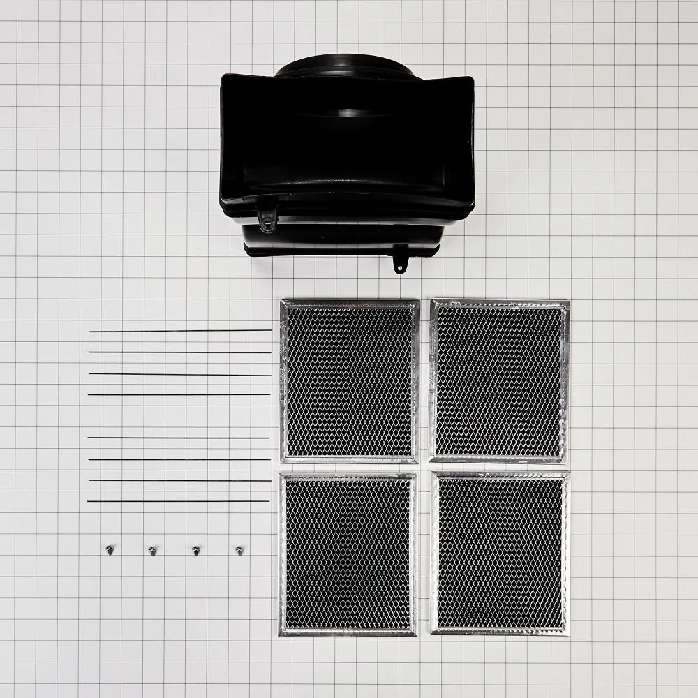 Whirlpool W11430922 Range Hood Island Recirculation Kit with 2 Charcoal Filters, 4 Clips, and a Deflector Damper - Silver - Image 4