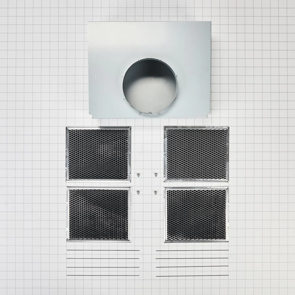 Whirlpool W11430925 Range Hood Wall Recirculation Kit with 2 Charcoal Filters, 4 Clips, and a Deflector Damper - Silver - Image 2