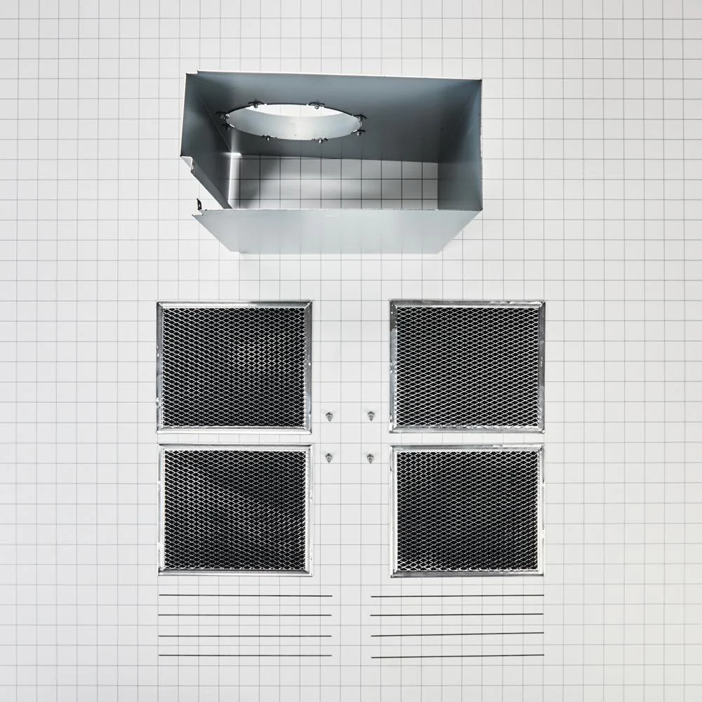 Whirlpool W11430925 Range Hood Wall Recirculation Kit with 2 Charcoal Filters, 4 Clips, and a Deflector Damper - Silver - Image 6