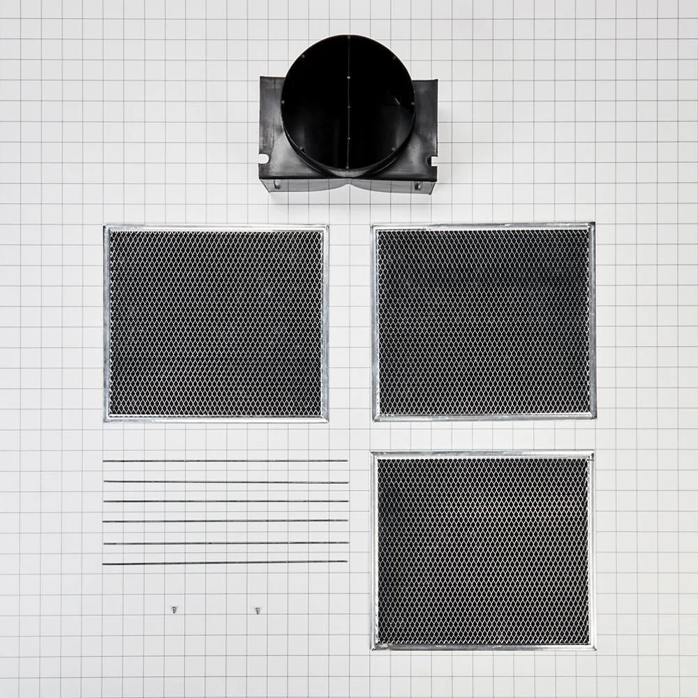 Whirlpool W11430940 Range Wall Hood Recirculation Kit - Silver (Includes Two Charcoal Filters, Four Rod-Style Clips, and One Deflector Damper) - Image 2