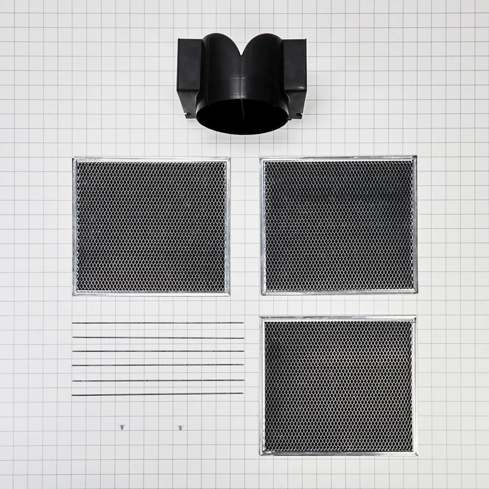 Whirlpool W11430940 Range Wall Hood Recirculation Kit - Silver (Includes Two Charcoal Filters, Four Rod-Style Clips, and One Deflector Damper) - Image 3