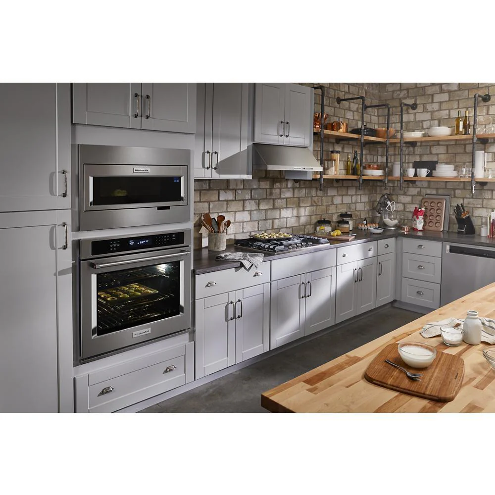 Whirlpool W11451313 Built-In Low Profile Microwave Standard Trim Kit with Pocket Handle, Stainless Steel, fits cut-out height 17-1/2" - Image 2