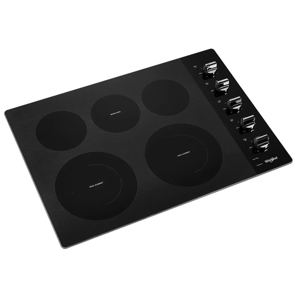 Whirlpool WCE77US0HB 30-inch Electric Ceramic Glass Cooktop with Two Dual Radiant Elements - Image 2