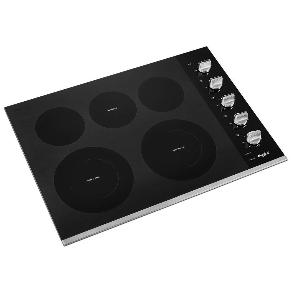 Whirlpool WCE77US0HS 30-inch Electric Ceramic Glass Cooktop with Two Dual Radiant Elements - Image 2