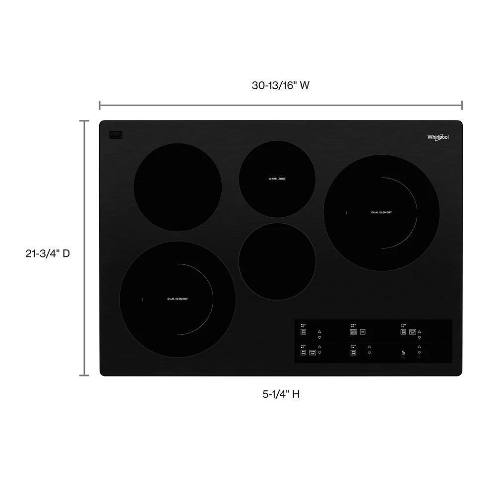 Whirlpool WCE97US0KB 30-inch Electric Ceramic Glass Cooktop with Two Dual Radiant Elements - Image 6