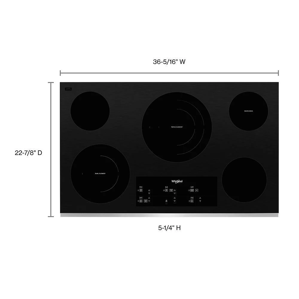 Whirlpool WCE97US6KS 36-inch Electric Ceramic Glass Cooktop with Triple Radiant Element - Image 4
