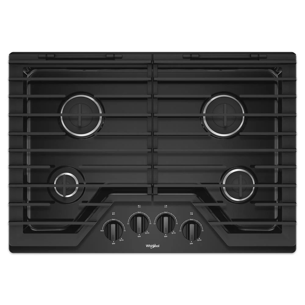 Whirlpool WCG55US0HB 30-inch Gas Cooktop with EZ-2-Lift™ Hinged Cast-Iron Grates