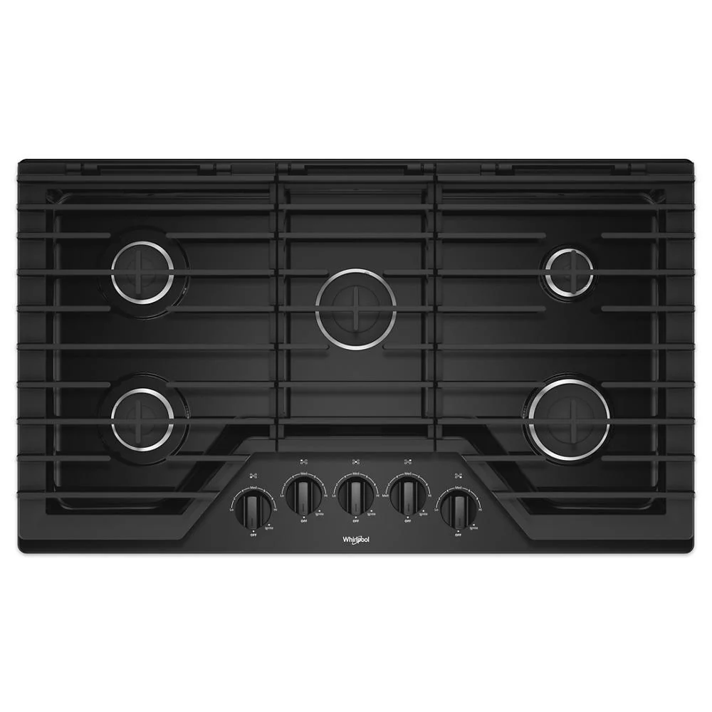 Whirlpool WCG55US6HB 36-inch Gas Cooktop with EZ-2-Lift™ Hinged Cast-Iron Grates