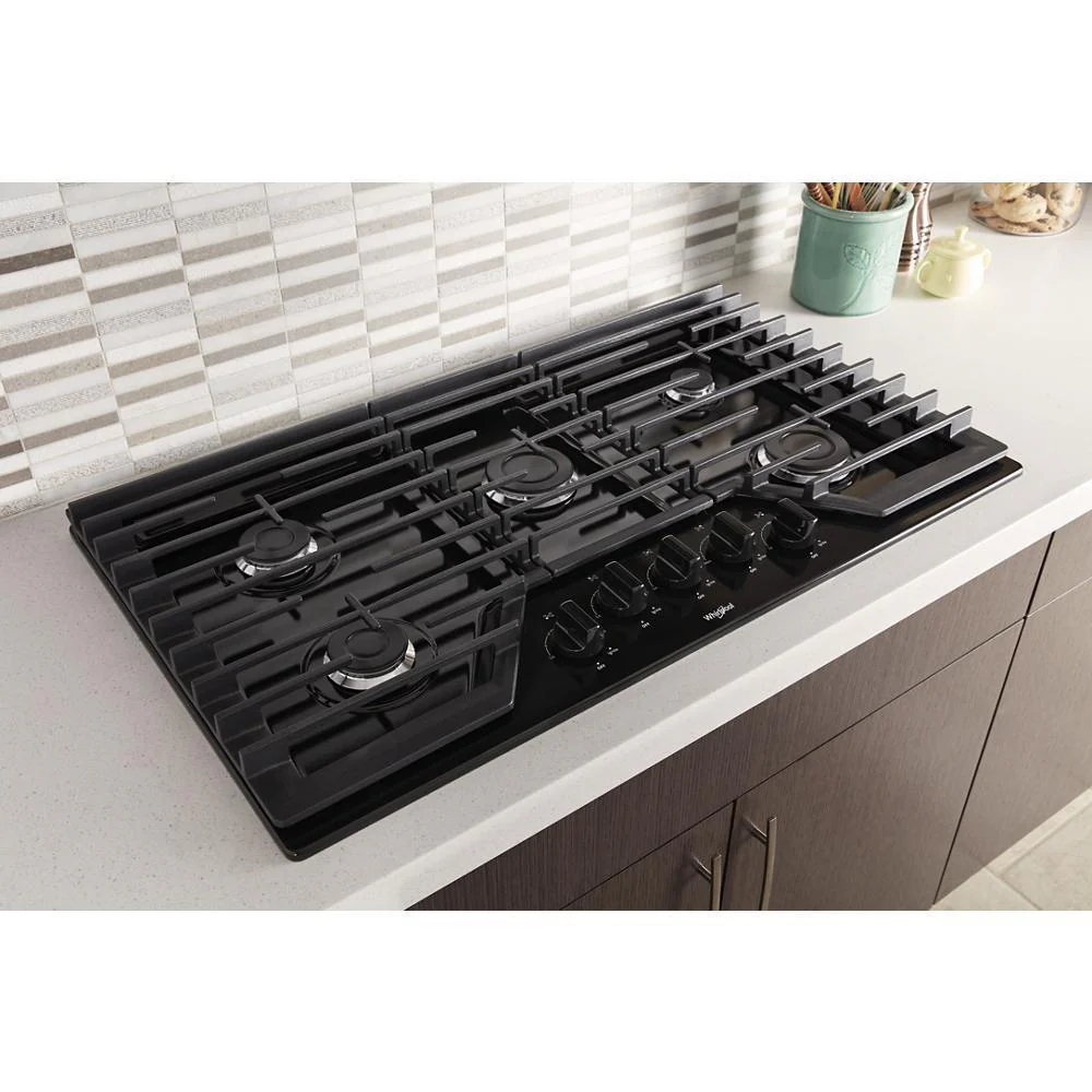 Whirlpool WCG55US6HB 36-inch Gas Cooktop with EZ-2-Lift™ Hinged Cast-Iron Grates - Image 4