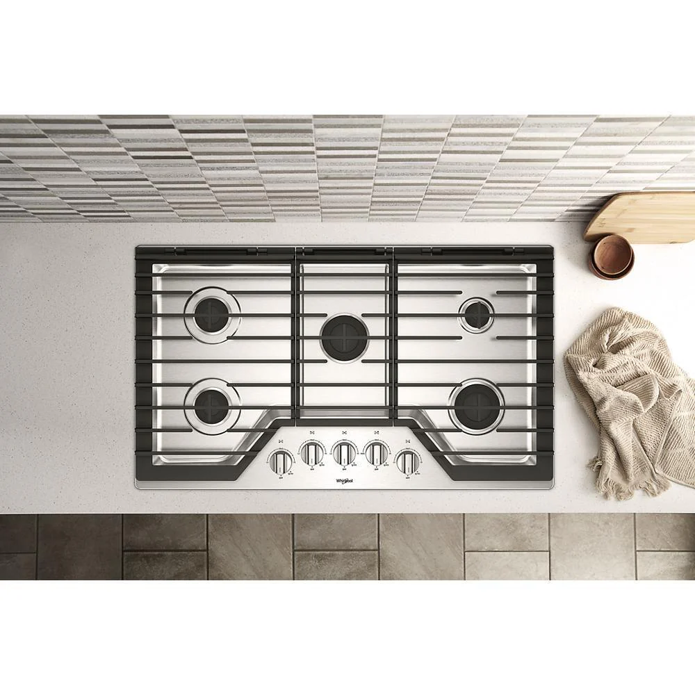 Whirlpool 36-inch Gas Cooktop with EZ-2-Lift™ Hinged Cast-Iron Grates - Image 4