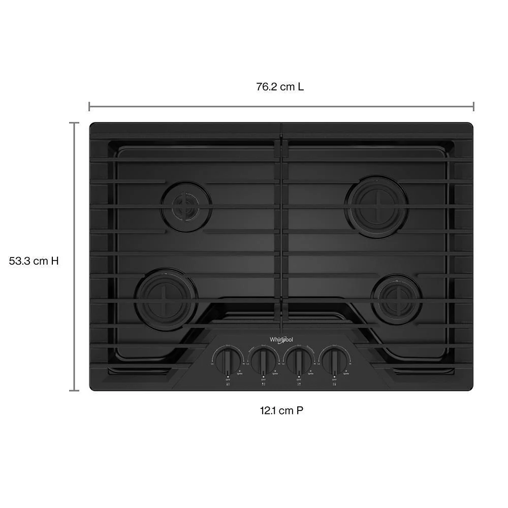 Whirlpool WCGK3030PB 30-inch Gas Cooktop with SpeedHeat™ Burners - Image 5