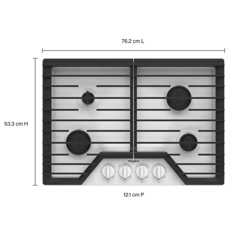 Whirlpool WCGK3030PW 30-inch Gas Cooktop with SpeedHeat™ Burners - Image 5