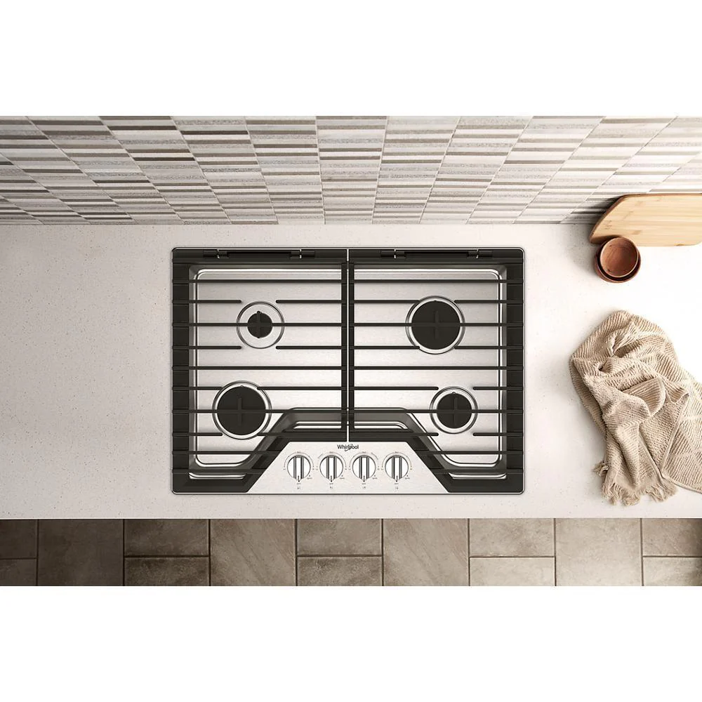 Whirlpool WCGK5030PS 30-inch Gas Cooktop with EZ-2-Lift™ Hinged Cast-Iron Grates - Image 12