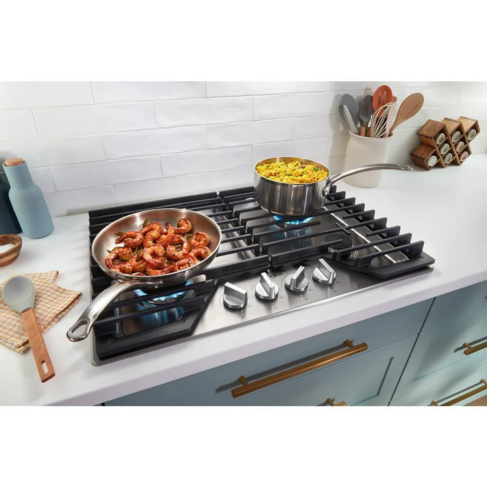 Whirlpool WCGK5030PS 30-inch Gas Cooktop with EZ-2-Lift™ Hinged Cast-Iron Grates - Image 8
