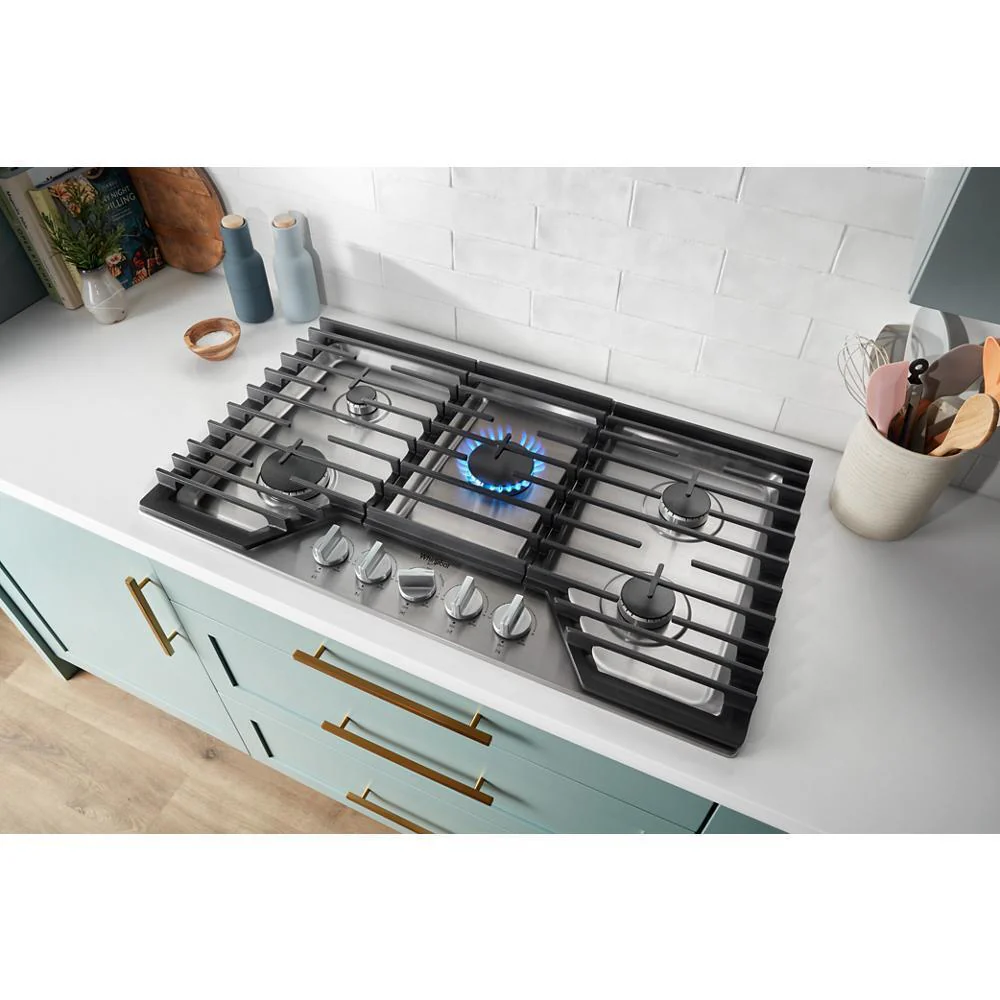Whirlpool WCGK5036PS 36-inch Gas Cooktop with 5 Burners and EZ-2-Lift™ Hinged Cast-Iron Grates - Image 18