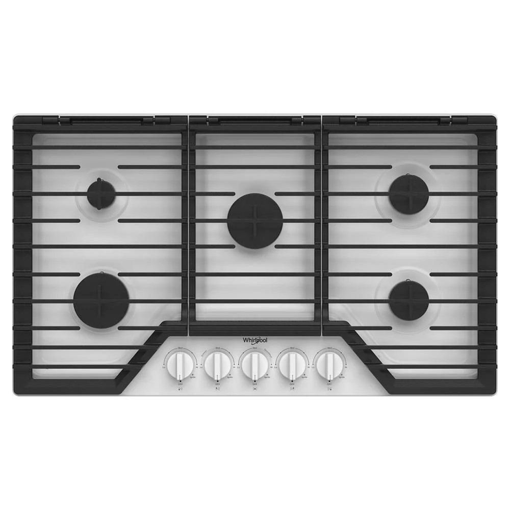 Whirlpool WCGK5036PW 36-inch Gas Cooktop with EZ-2-Lift™ Hinged Cast-Iron Grates